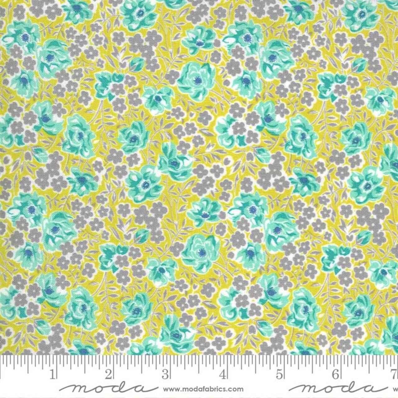 Fabric Moda Light Green Flowers for Freya by the Quarter Yard 23332-16